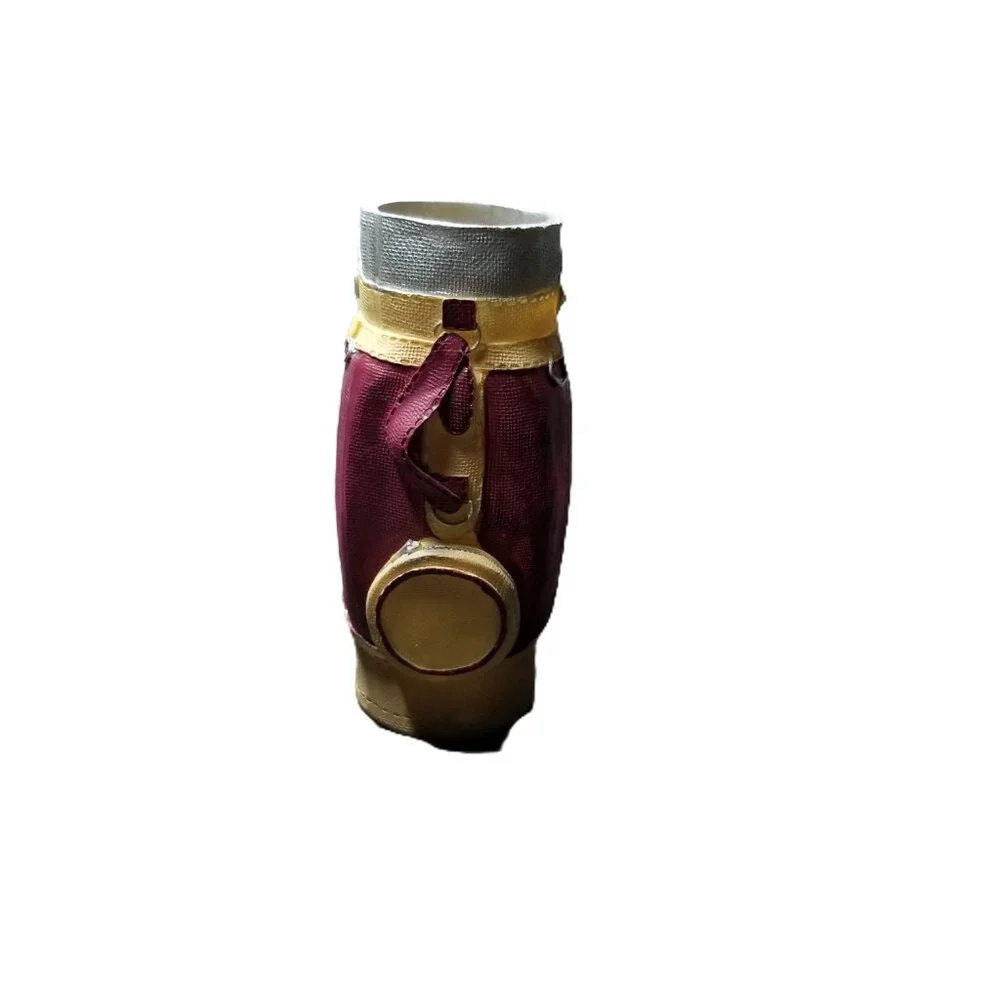 Vintage Golf Bag Pen Holder Loonco Burgundy Desk Collectible Decor